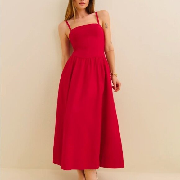 Reformation Dresses & Skirts - Reformation Katarin Linen Dress in Lipstick *NEW*